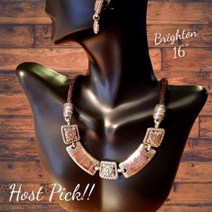 Vintage BRIGHTON Vintage Silver Plated Embossed Link Necklace